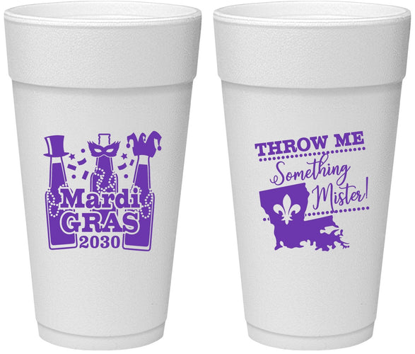 Personalized Mardi Gras 24 oz Foam Cups - Beads Nola | 190017