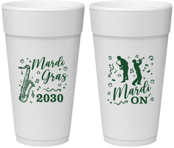 Personalized Mardi Gras 24 oz Foam Cups - Mardi On Jazz | 190019