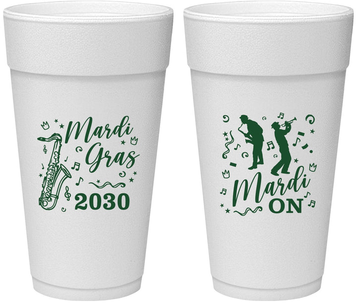 Personalized Mardi Gras 24 oz Foam Cups - Mardi On Jazz | 190019