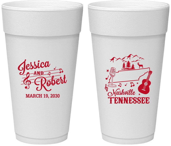 Personalized Wedding 24 oz Foam Cups - Tennessee | 191