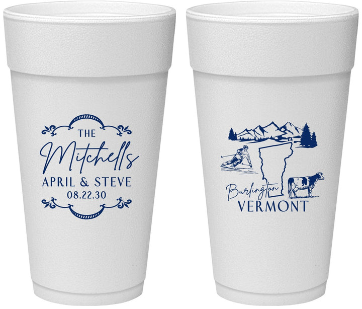 Personalized Wedding 24 oz Foam Cups - Vermont | 194
