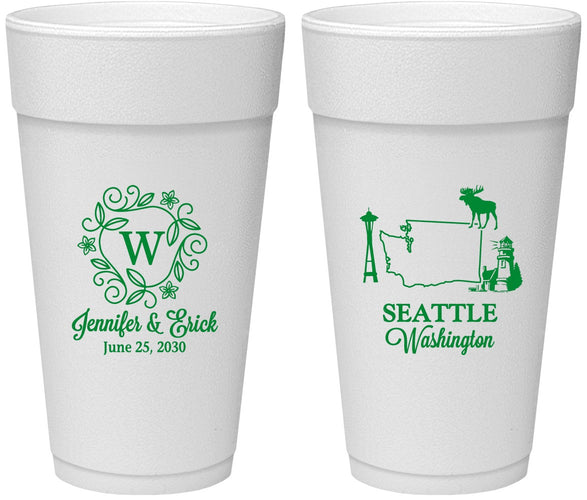 Personalized Wedding 24 oz Foam Cups - Washington | 196