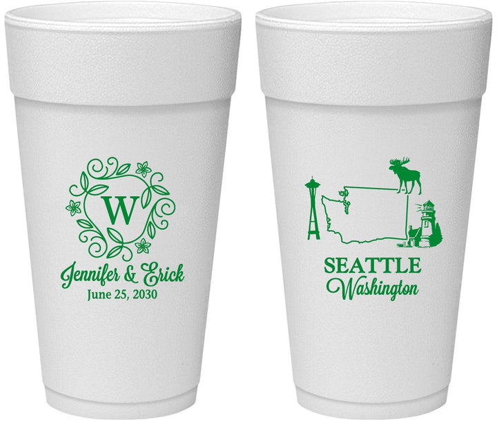 Personalized Wedding 24 oz Foam Cups - Washington | 196