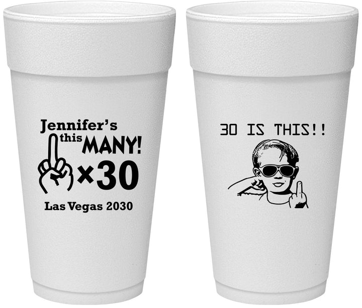 Personalized Birthday 24 oz Foam Cups - 30th | 20000