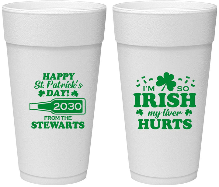 Personalized St Patricks Day 24 oz Foam Cups - Irish My Liver Hurts | 200000