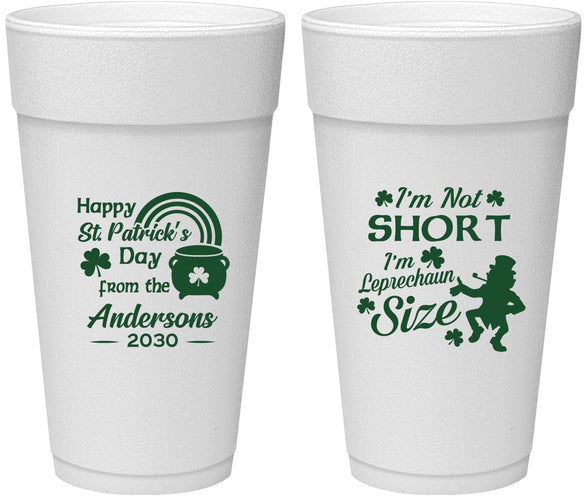 Personalized St Patricks Day 24 oz Foam Cups - Leprechaun | 200001