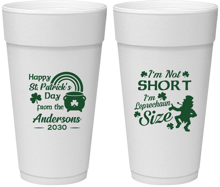 Personalized St Patricks Day 24 oz Foam Cups - Leprechaun | 200001