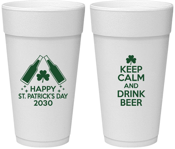 Personalized St Patricks Day 24 oz Foam Cups - Clover Irish | 200005