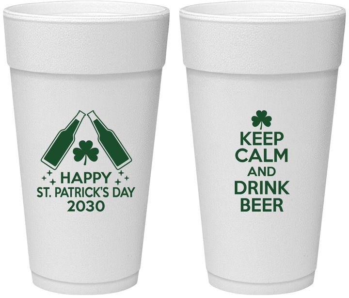 Personalized St Patricks Day 24 oz Foam Cups - Clover Irish | 200005