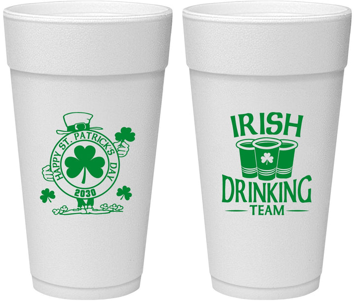 Personalized St Patricks Day 24 oz Foam Cups - Irish Drinking Team | 200006