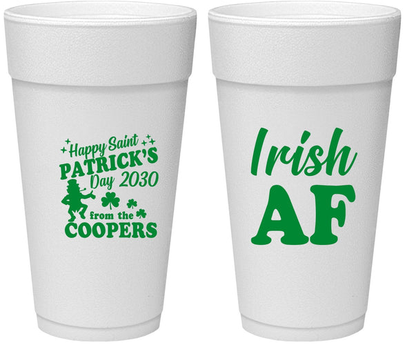 Personalized St Patricks Day 24 oz Foam Cups - Irish Af Leprechaun | 200012