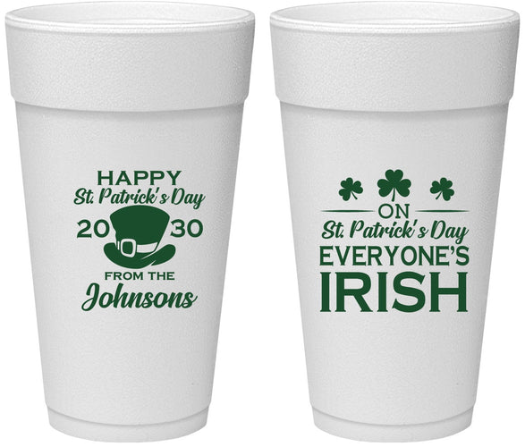 Personalized St Patricks Day 24 oz Foam Cups - Irish Leprechaun | 200013
