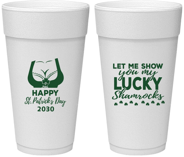 Personalized St Patricks Day 24 oz Foam Cups - Shamrocks | 200015