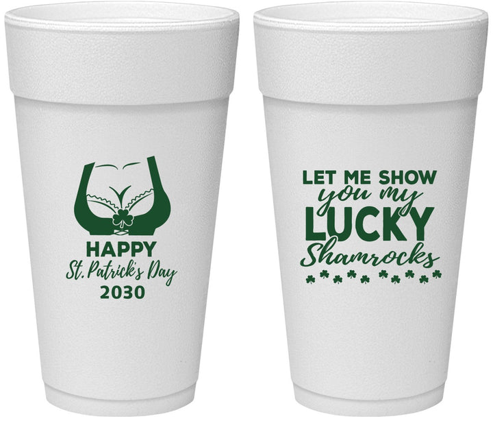 Personalized St Patricks Day 24 oz Foam Cups - Shamrocks | 200015