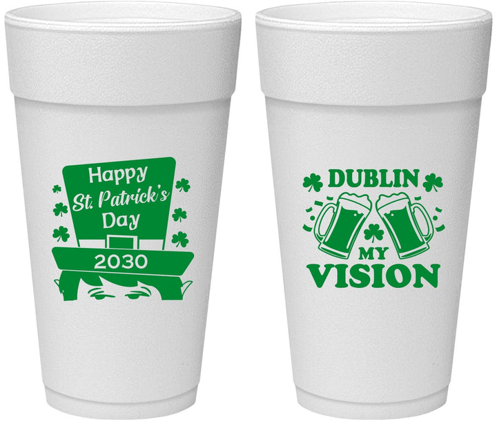 Personalized St Patricks Day 24 oz Foam Cups - Dublin My Vision | 200016