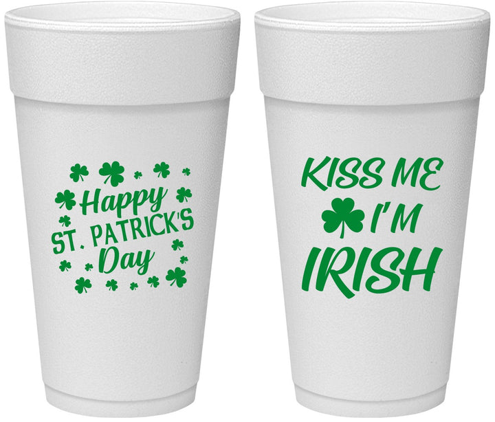 Personalized St Patricks Day 24 oz Foam Cups - Kiss Me I Am Irish | 200018
