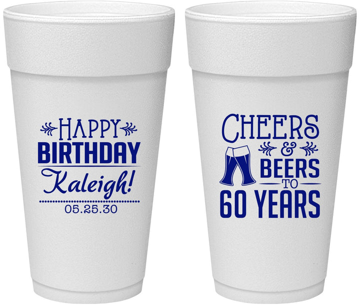 Personalized Birthday 24 oz Foam Cups - 60th | 20006