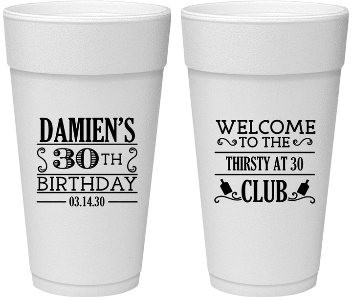Personalized Birthday 24 oz Foam Cups - 30th | 20016