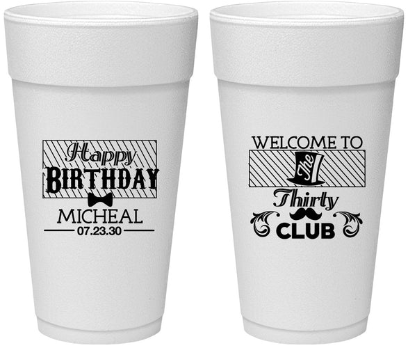 Personalized Birthday 24 oz Foam Cups - 30th | 20018