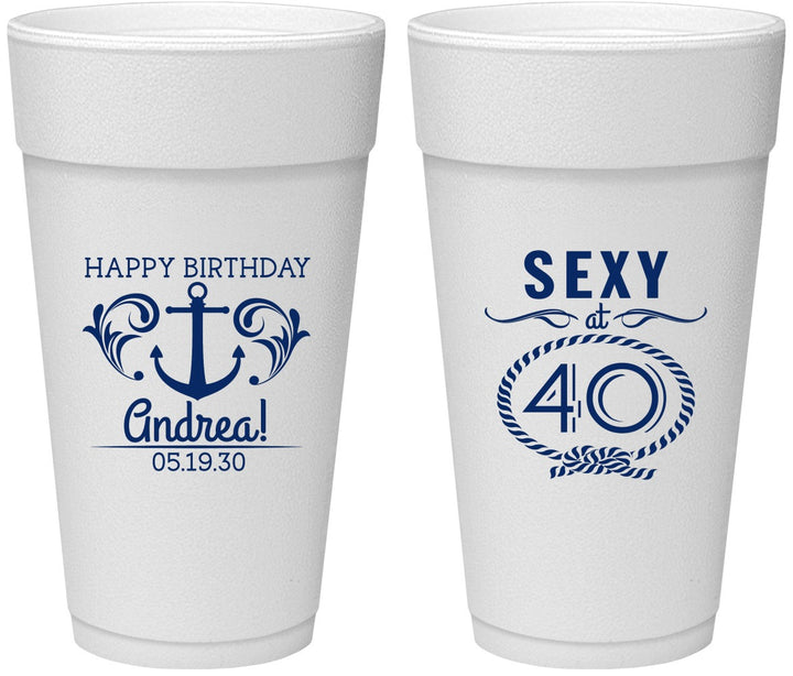 Personalized Birthday 24 oz Foam Cups - Sexy At 40 | 20027