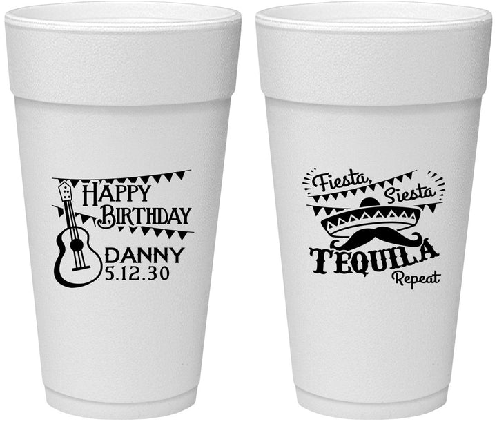 Personalized Birthday 24 oz Foam Cups - Fiesta Siesta Tequila | 20033