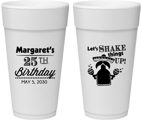 Personalized Birthday 24 oz Foam Cups - 25th Fiesta | 20035