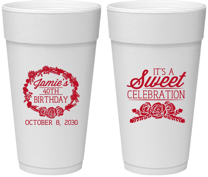Personalized Birthday 24 oz Foam Cups - 40th | 20040