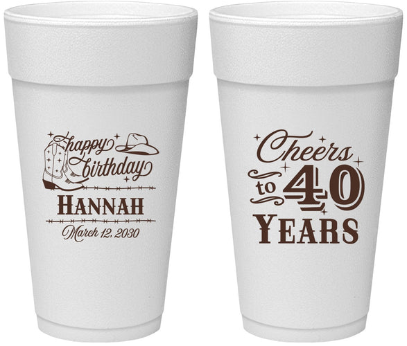 Personalized Birthday 24 oz Foam Cups - 40th | 20042