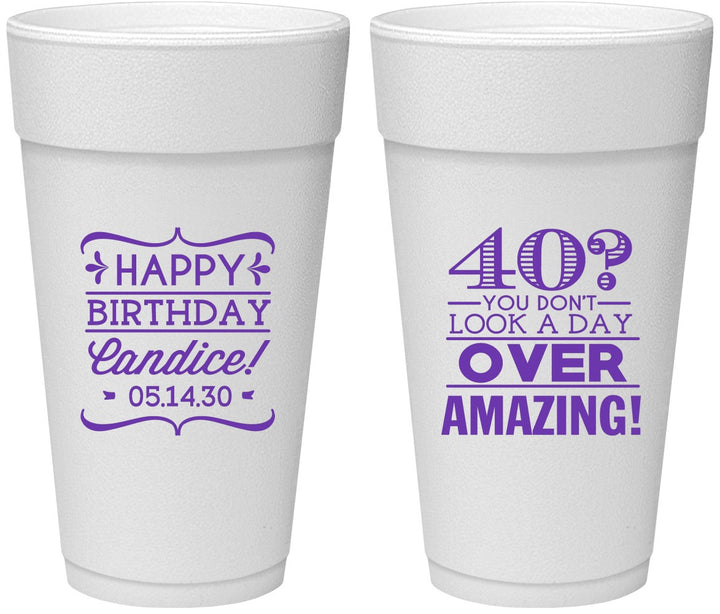Personalized Birthday 24 oz Foam Cups - 40th | 20044
