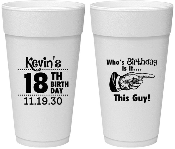 Personalized Birthday 24 oz Foam Cups - 18th | 20046