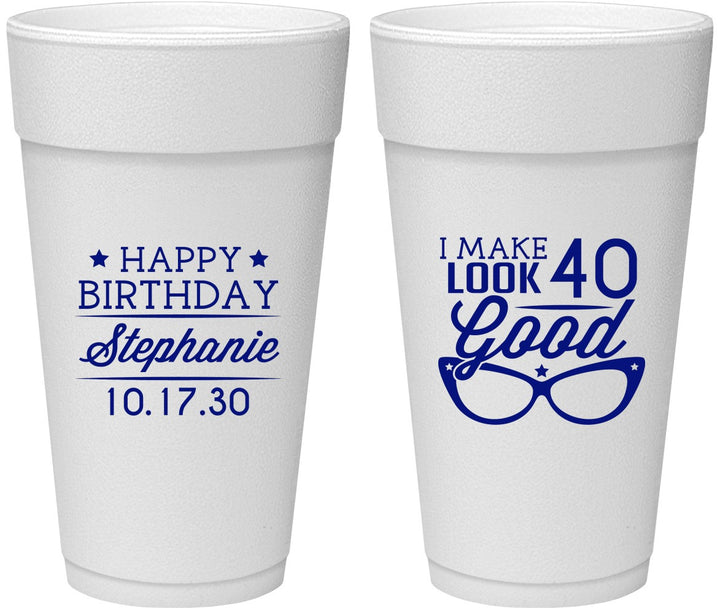Personalized Birthday 24 oz Foam Cups - 40th | 20048