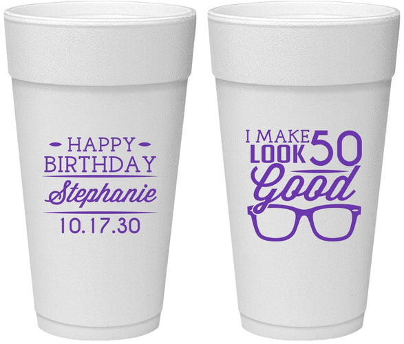 Personalized Birthday 24 oz Foam Cups - 50th | 20049