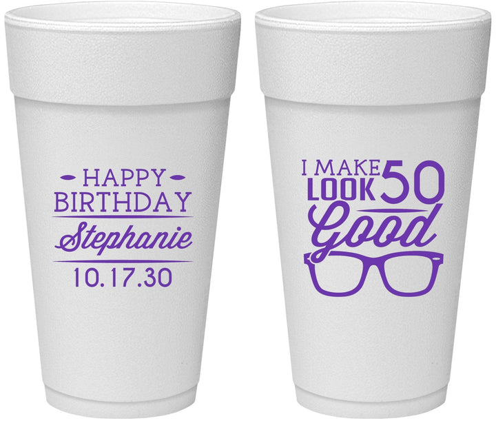 Personalized Birthday 24 oz Foam Cups - 50th | 20049