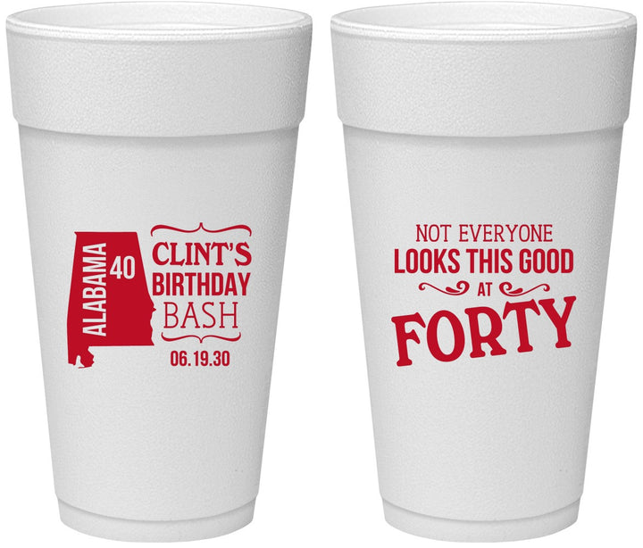 Personalized Birthday 24 oz Foam Cups - 40th | 20050