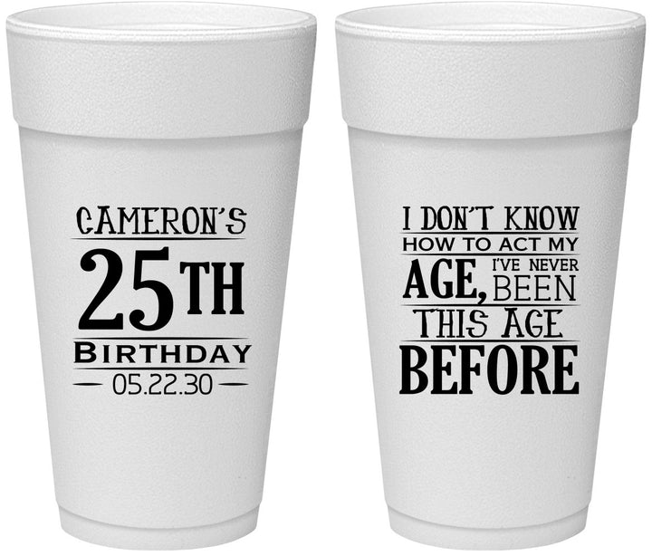 Personalized Birthday 24 oz Foam Cups - 25th | 20054