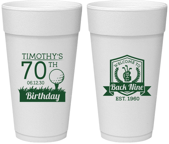 Personalized Birthday 24 oz Foam Cups - 70th Golf | 20061
