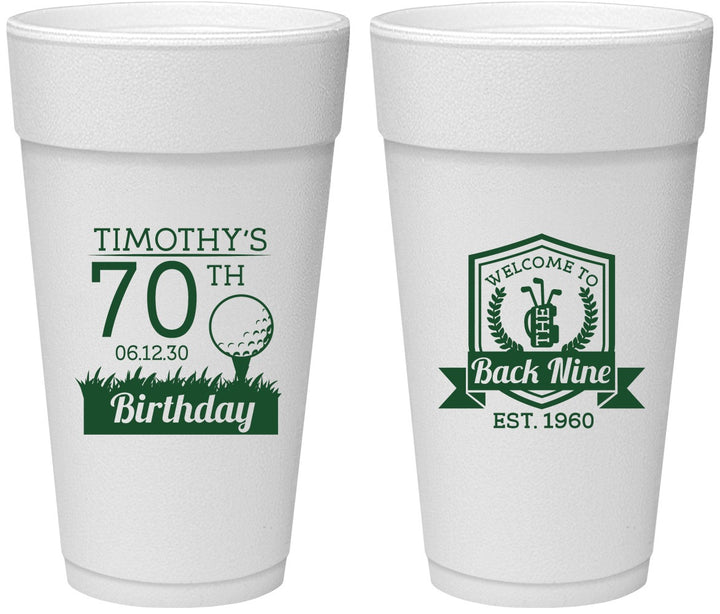 Personalized Birthday 24 oz Foam Cups - 70th Golf | 20061