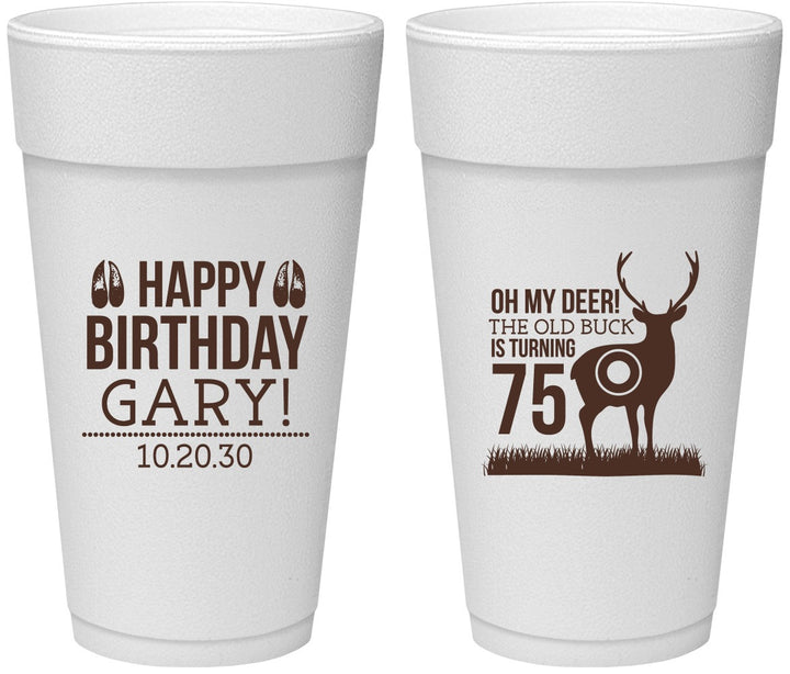 Personalized Birthday 24 oz Foam Cups - 75th Hunting | 20063