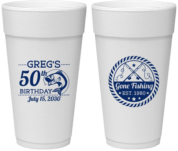 Personalized Birthday 24 oz Foam Cups - 50th Nautical | 20065