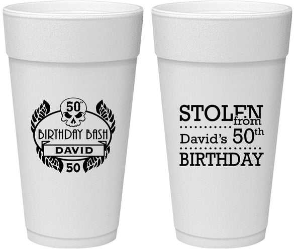 Personalized Birthday 24 oz Foam Cups - 50th | 20068