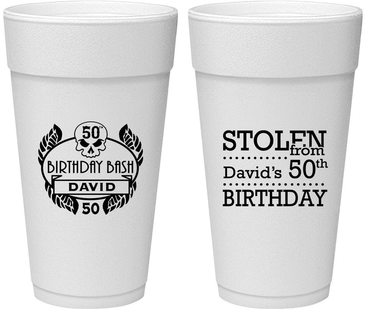Personalized Birthday 24 oz Foam Cups - 50th | 20068