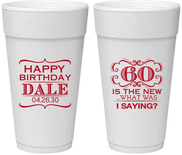 Personalized Birthday 24 oz Foam Cups - 60th | 20070