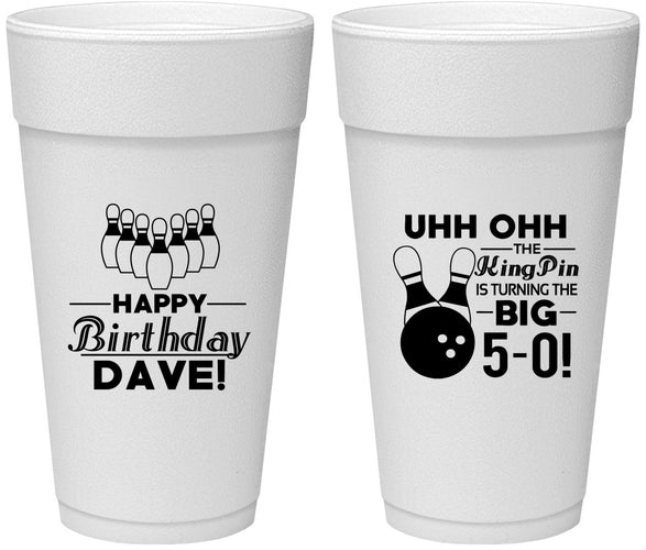 Personalized Birthday 24 oz Foam Cups - 50th Bowing | 20071