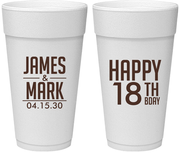 Personalized Birthday 24 oz Foam Cups - 18th | 20074