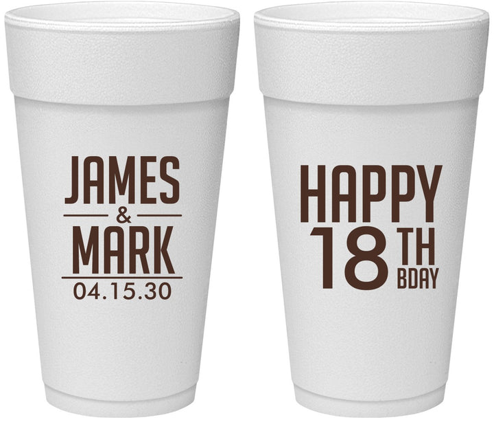 Personalized Birthday 24 oz Foam Cups - 18th | 20074
