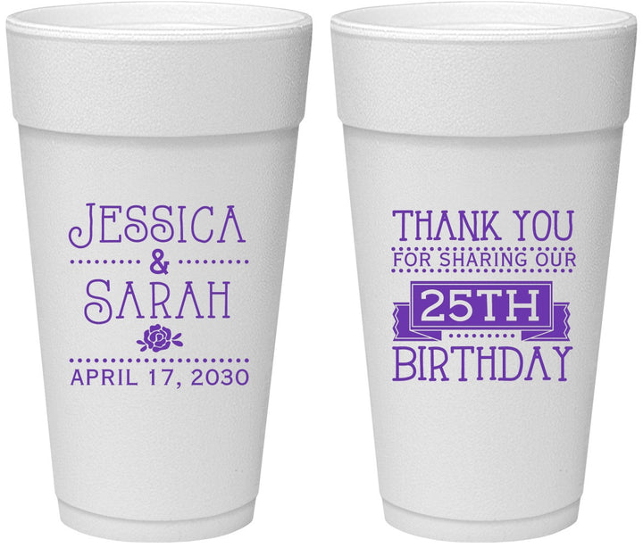 Personalized Birthday 24 oz Foam Cups - 25th | 20075
