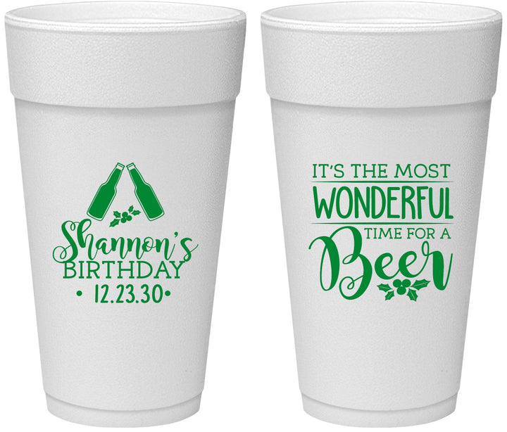 Personalized Birthday 24 oz Foam Cups - Christmas | 20082