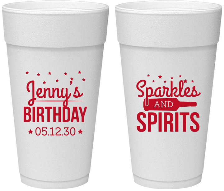 Personalized Birthday 24 oz Foam Cups - Sparkles Spirits | 20083