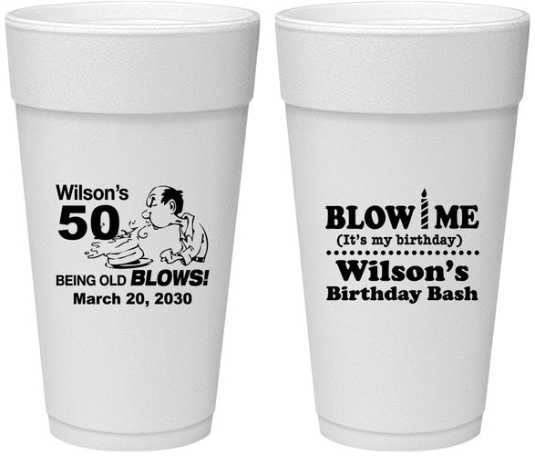 Personalized Birthday 24 oz Foam Cups - 50th | 20085