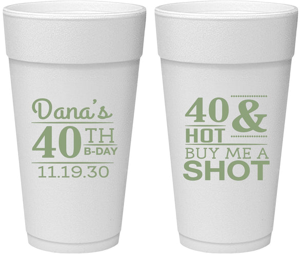 Personalized Birthday 24 oz Foam Cups - 40th | 20086